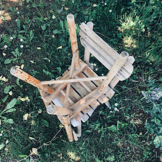 Image 1 of Paire de chaises de jardin en bois vintage pour enfants