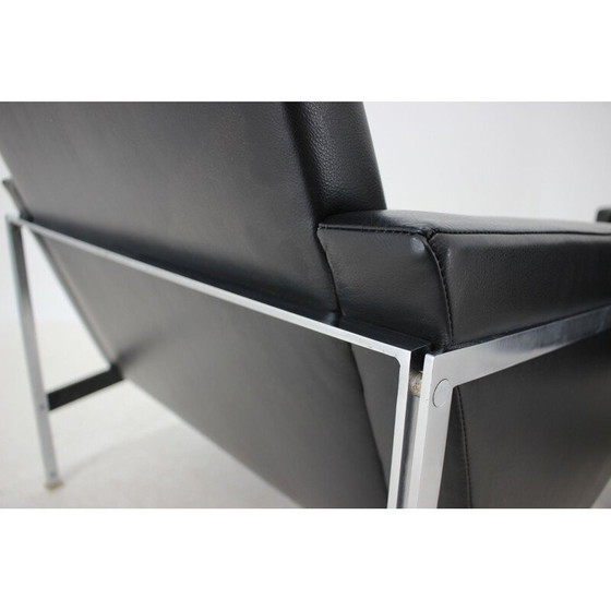 Image 1 of Paire de fauteuils vintage en acier et cuir par Lübke, Allemagne 1960