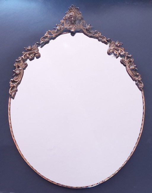 Miroir baroque ovale à crête ronde