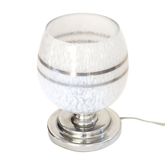 Image 1 of Lampe vintage en verrerie clichy et argent