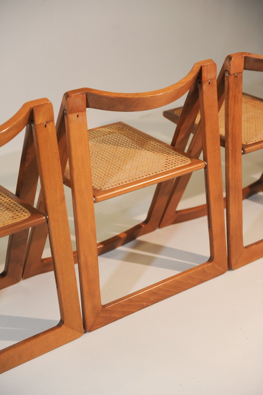 4x Aldo Jacober & D'Aniello "Trieste" Chaises pliantes pour Bazzani, 1966, Italie