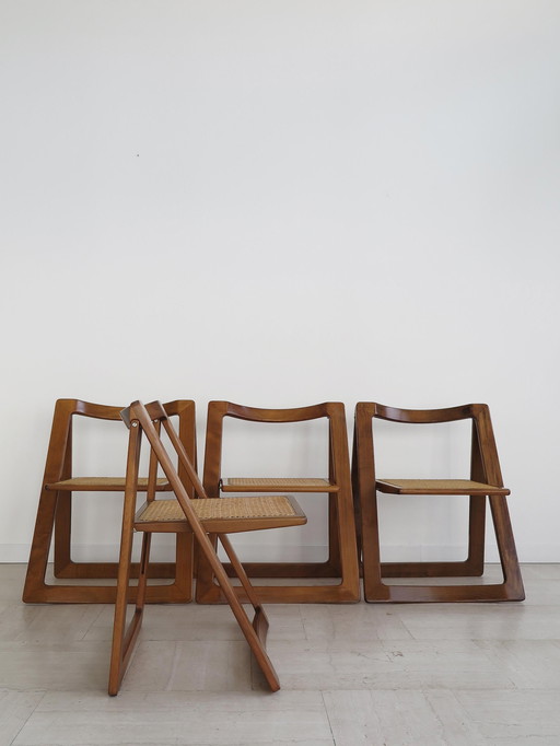 4x Aldo Jacober & D'Aniello "Trieste" Chaises pliantes pour Bazzani, 1966, Italie