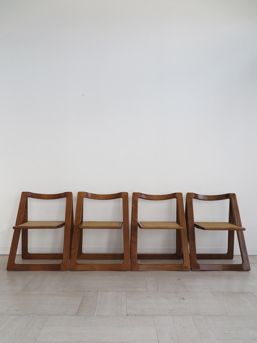 4x Aldo Jacober & D'Aniello "Trieste" Chaises pliantes pour Bazzani, 1966, Italie