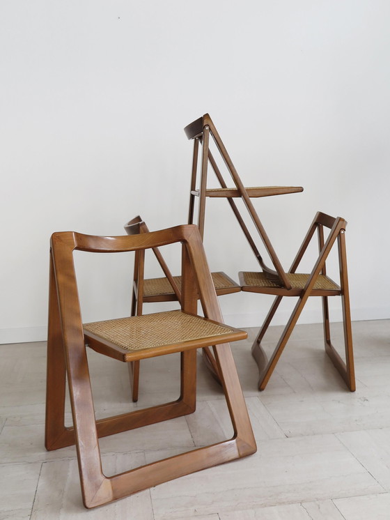 Image 1 of 4x Aldo Jacober & D'Aniello "Trieste" Chaises pliantes pour Bazzani, 1966, Italie