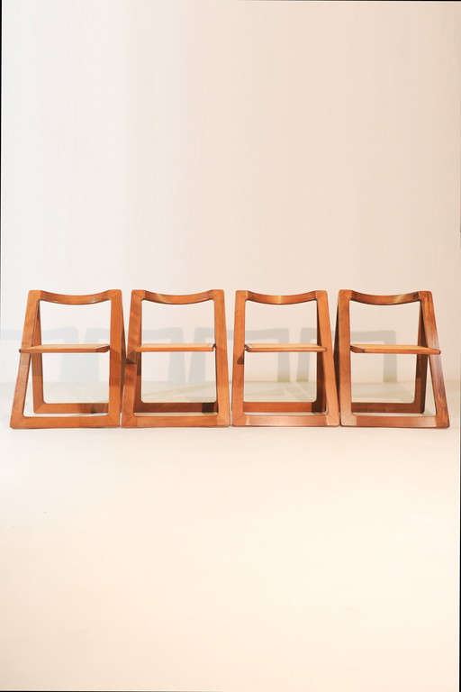 4x Aldo Jacober & D'Aniello "Trieste" Chaises pliantes pour Bazzani, 1966, Italie