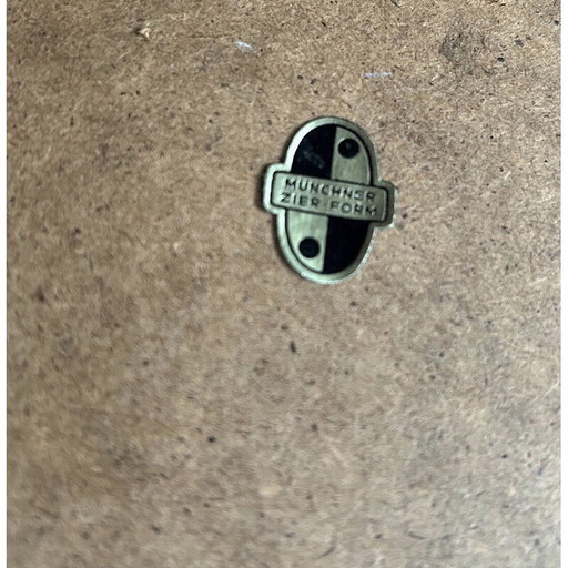 Vintage teak and opaline glass mirror for Munchner Zierspiegel, 1960