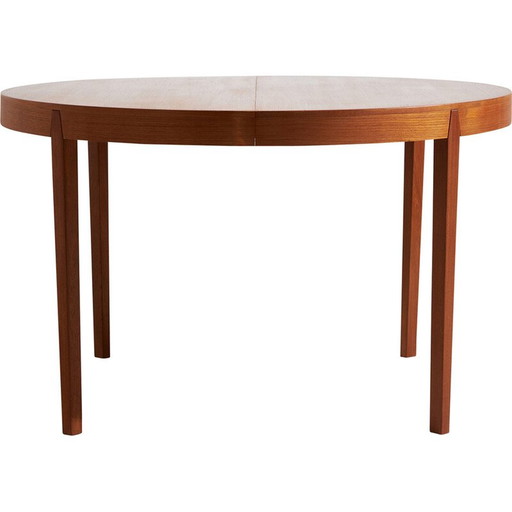 Table de salle à manger ronde en teck par Niels Koefoed pour Hornslet Møbelfabrik, 1960