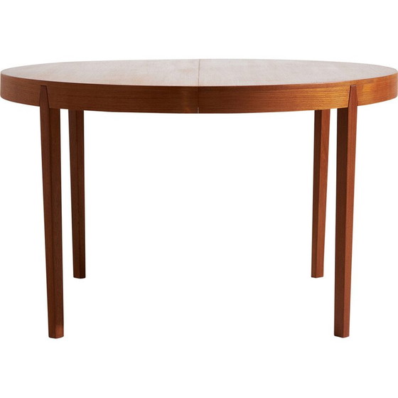 Image 1 of Table de salle à manger ronde en teck par Niels Koefoed pour Hornslet Møbelfabrik, 1960