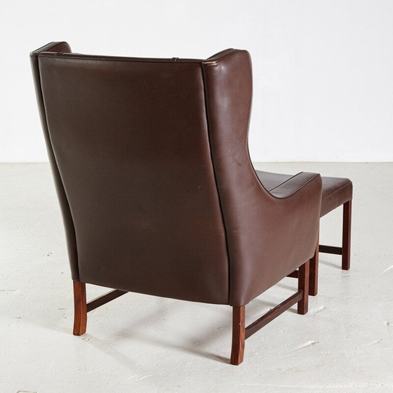 Image 1 of Fauteuil de lecture et ottoman 965H en palissandre et cuir par Fredrik A. Kayser pour Vatne Mobler 1960s