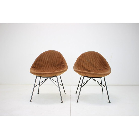 Image 1 of Paire de fauteuils vintage en coquillage, Tchécoslovaquie 1970