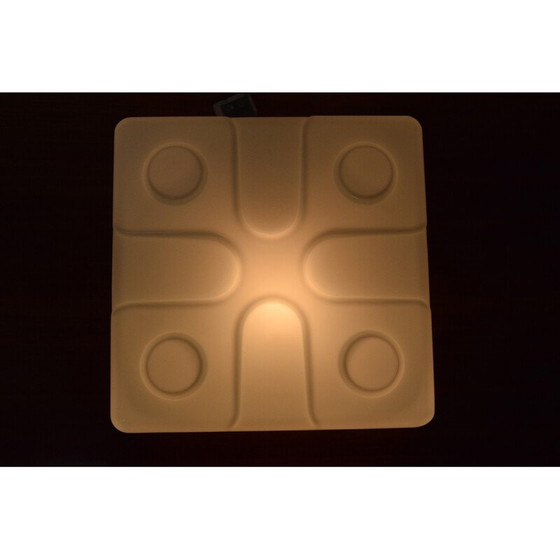 Image 1 of Plafonnier vintage en verre et métal, Tchécoslovaquie 1970