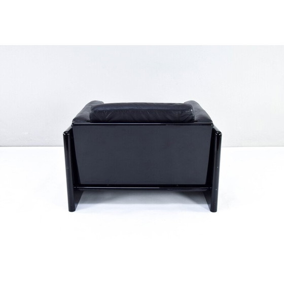 Image 1 of Fauteuil Simone vintage en cuir noir par Ufficio Progetti Gavina pour Simon International, Italie, années 1970