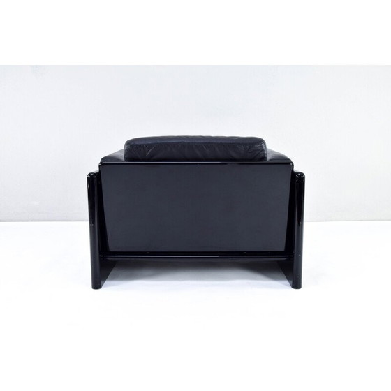 Image 1 of Fauteuil Simone vintage en cuir noir par Ufficio Progetti Gavina pour Simon International, Italie, années 1970