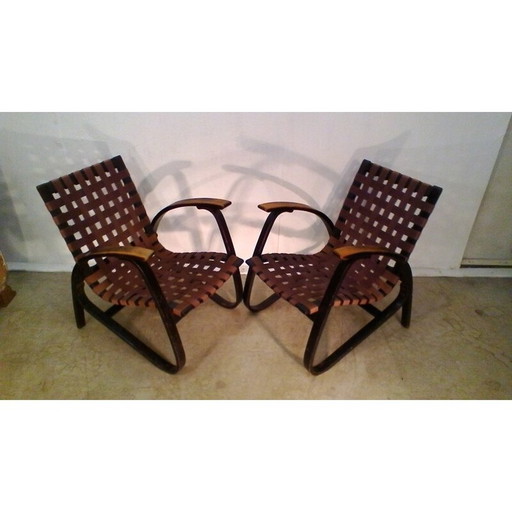Ensemble de 2 fauteuils en hêtre par Jan Vaněk - années 1930