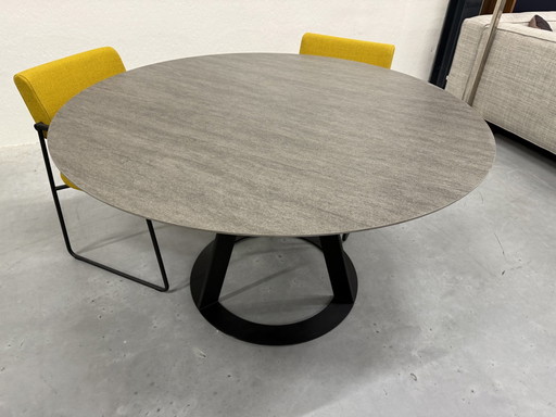 Harvink Fier Table de salle à manger avec plateau en céramique rond D135