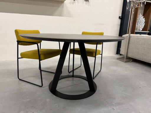 Harvink Fier Table de salle à manger avec plateau en céramique rond D135