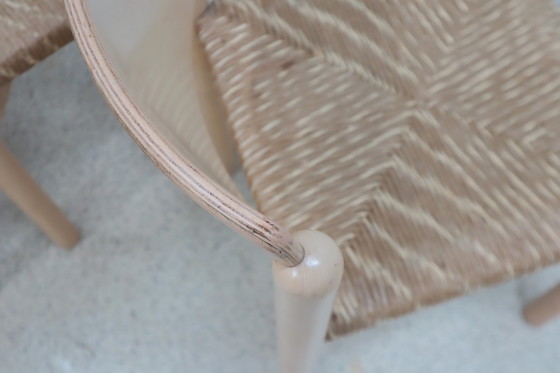 Image 1 of Chaises de salle à manger rustiques vintage avec siège en paille 1970S