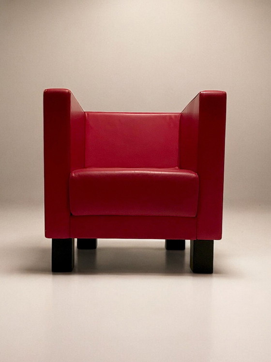 Image 1 of Poltrona Frau - Paire De Fauteuils En Cuir Modèle “Moji” - 2000S - Italie