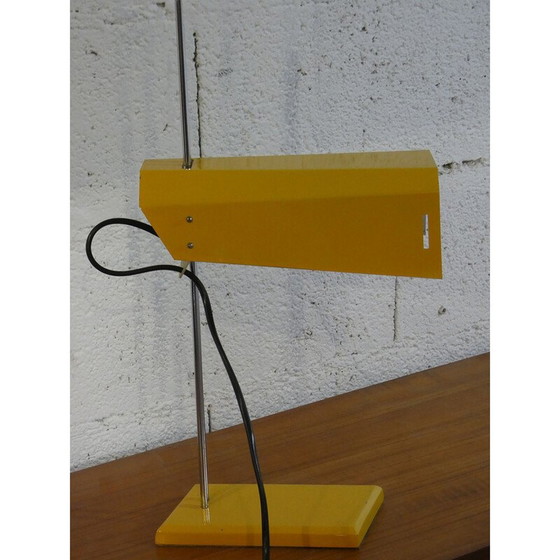 Image 1 of Lampe de bureau vintage en métal laqué jaune et chrome par Josef Hurka pour Lidokov, 1970