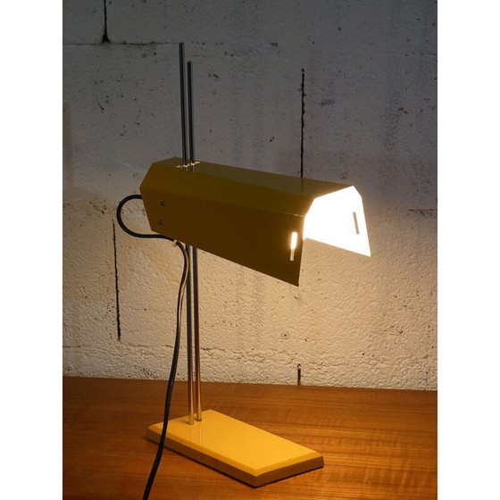 Image 1 of Lampe de bureau vintage en métal laqué jaune et chrome par Josef Hurka pour Lidokov, 1970