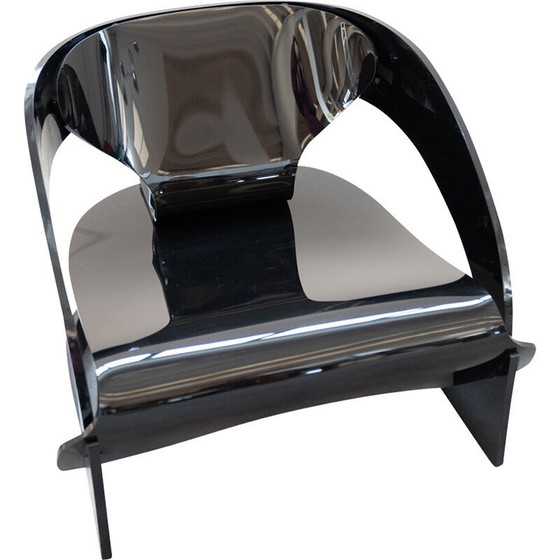 Image 1 of Fauteuil vintage modèle 4801 en polycarbonate de caoutchouc noir par Colombo et Joe pour Kartell, Italie 1980