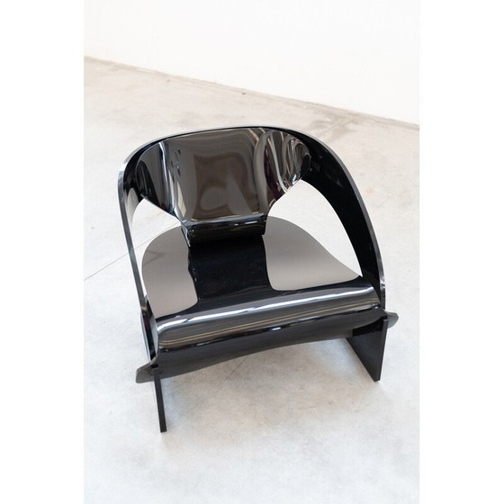 Image 1 of Fauteuil vintage modèle 4801 en polycarbonate de caoutchouc noir par Colombo et Joe pour Kartell, Italie 1980