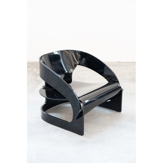 Image 1 of Fauteuil vintage modèle 4801 en polycarbonate de caoutchouc noir par Colombo et Joe pour Kartell, Italie 1980