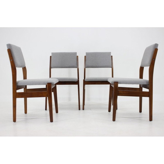 Image 1 of Ensemble de 4 chaises vintage en bois de hêtre avec rembourrage, Tchécoslovaquie 1960