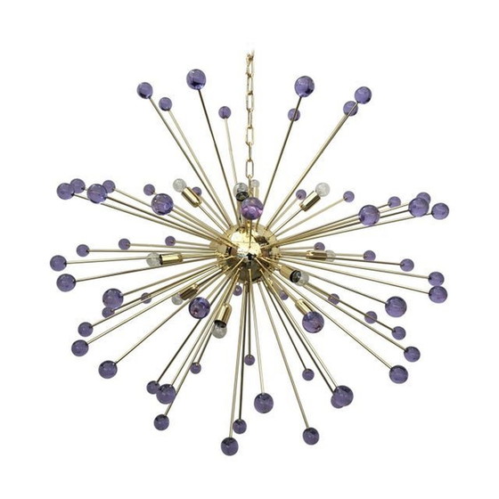 Image 1 of Lustre Spoutnik contemporain en verre de Murano avec alessandrite et étoile