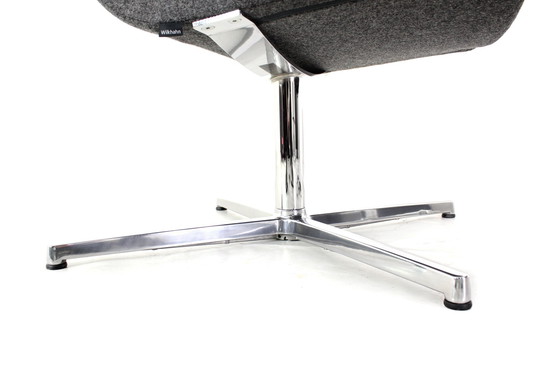 Image 1 of New ! Wilkhahn Lounge Chair with Stool, Premium Wool, Aluminum and Chrome, Orig. Price 2800,- Euro