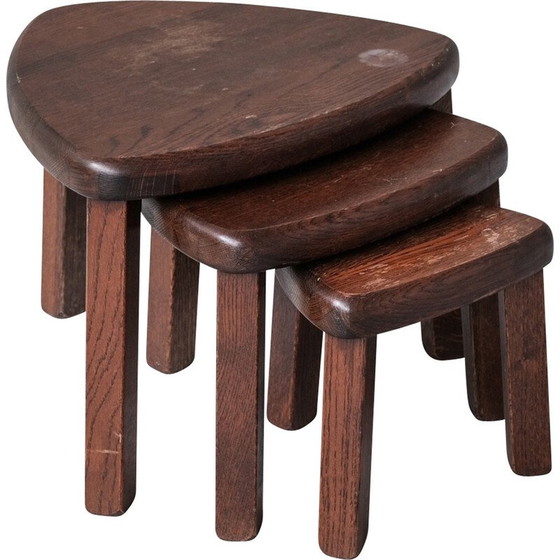 Image 1 of Tables gigognes vintage en chêne, France 1970