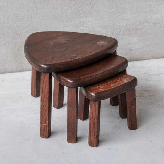 Image 1 of Tables gigognes vintage en chêne, France 1970