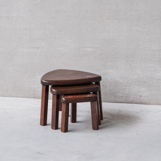 Image 1 of Tables gigognes vintage en chêne, France 1970