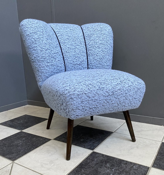 Image 1 of Chaise cocktail en laine bleue 1960S