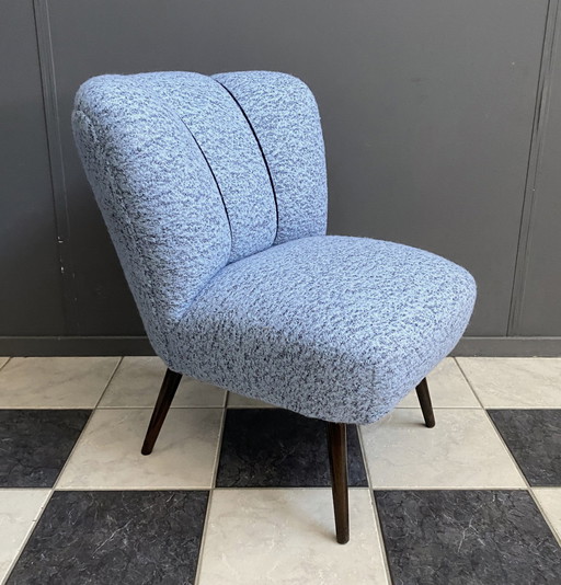 Chaise cocktail en laine bleue 1960S