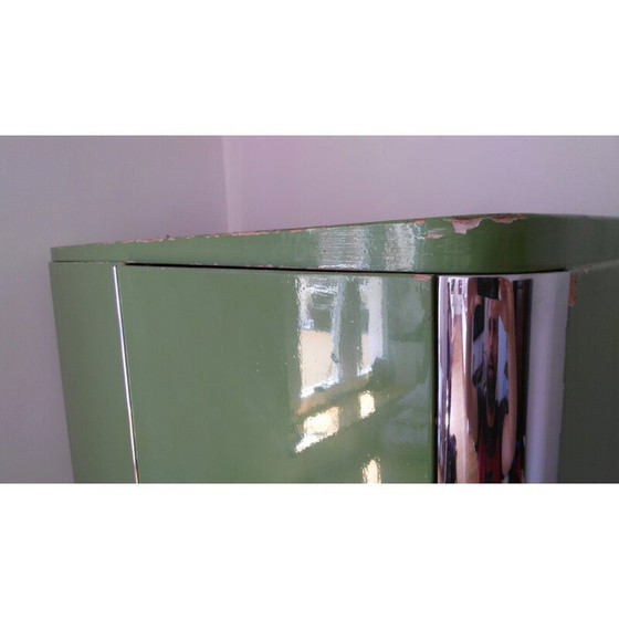 Image 1 of Armoire vintage verte et chromée par Rudolf Vichr, Tchécoslovaquie 1930