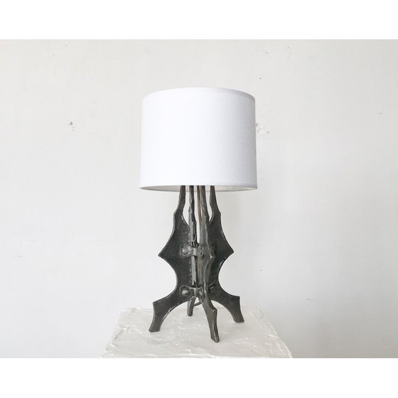 Image 1 of Lampe vintage brutaliste en métal noir, France 1950