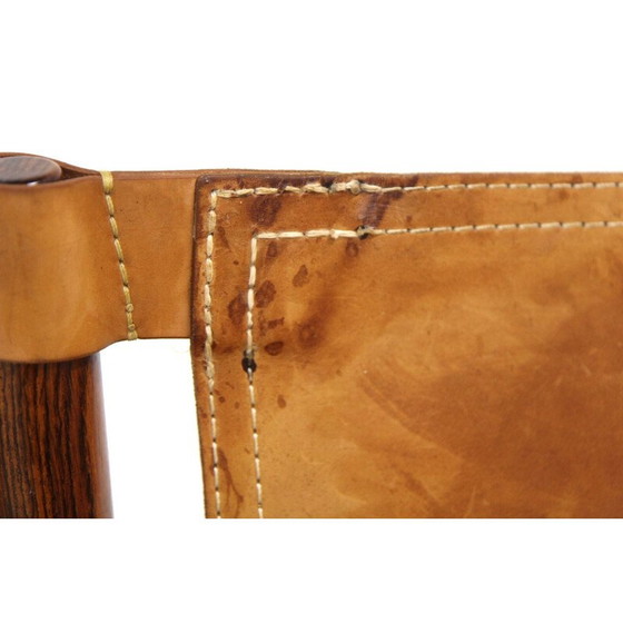 Image 1 of Paire de fauteuils vintage "Sirocco" en bois de rose et cuir par Arne Norell, Suède 1960