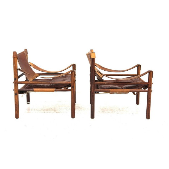 Image 1 of Paire de fauteuils vintage "Sirocco" en bois de rose et cuir par Arne Norell, Suède 1960
