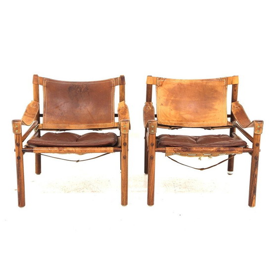Image 1 of Paire de fauteuils vintage "Sirocco" en bois de rose et cuir par Arne Norell, Suède 1960