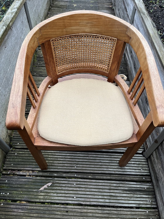 Image 1 of 2x Habitat Chairs, Webbing, Solid Teak.