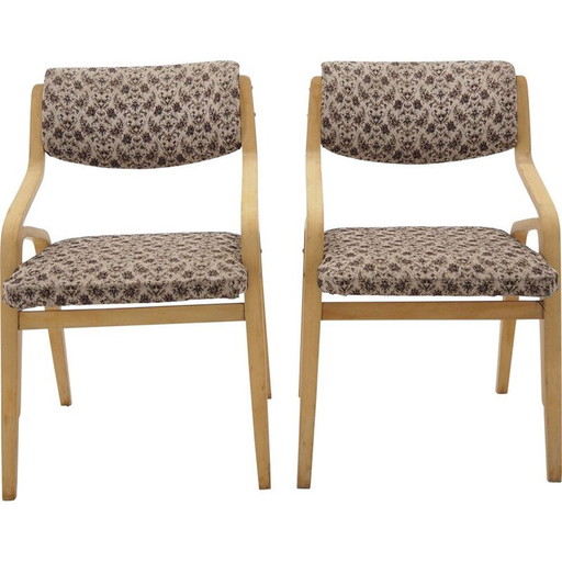 Paire de chaises vintage en bois courbé de Ludvík Volák et Holešov, Tchécoslovaquie 1970