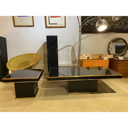 Paire de tables basses vintage en verre et acier, 1972