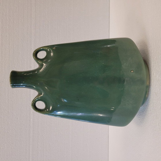 Image 1 of Vase vintage fait main en vert organique, France 1970