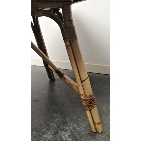 Image 1 of Table vintage en jonc et bambou, 1950