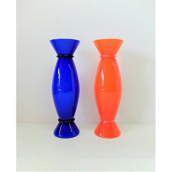 Image 1 of Paire de vases vintage en verre de Murano par Alessandro Mendini pour Venini