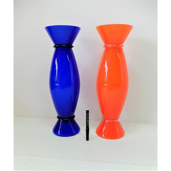 Image 1 of Paire de vases vintage en verre de Murano par Alessandro Mendini pour Venini