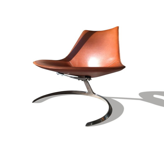 Image 1 of Fauteuil Scimitar en cuir vintage par Jørgen Kastholm & Preben Fabricius pour Ivan Schlechter, Danemark 1962