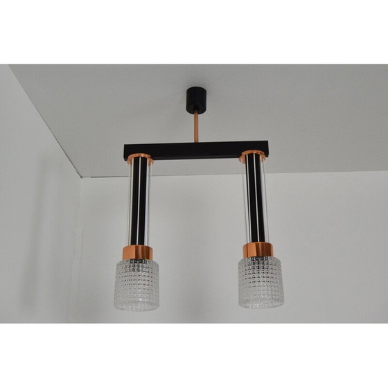Image 1 of Suspension vintage en métal et laiton par Drukov, Tchécoslovaquie 1960