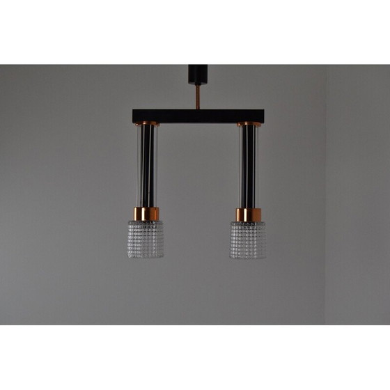 Image 1 of Suspension vintage en métal et laiton par Drukov, Tchécoslovaquie 1960